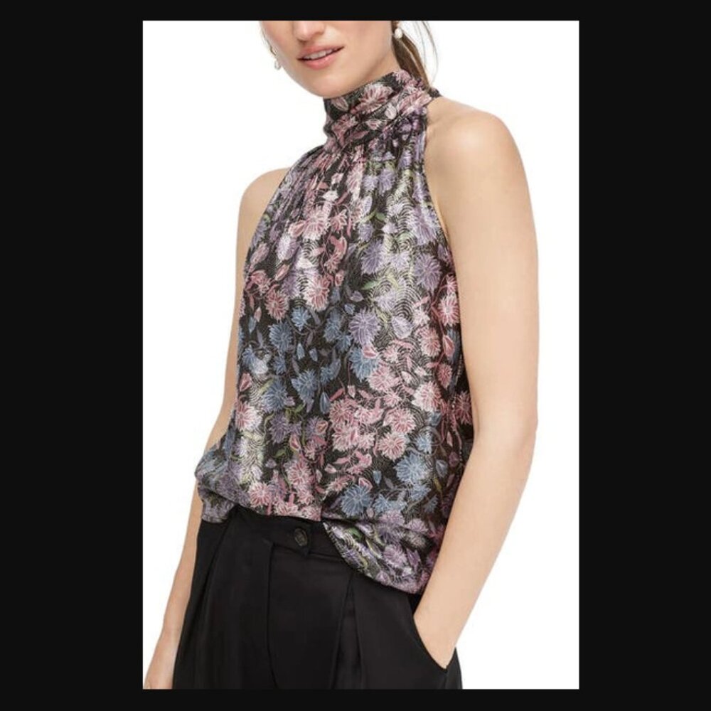 J.CREW Collection Reno Metallic Jacquard Chiffon Blouse | S | Sleeveless NWT